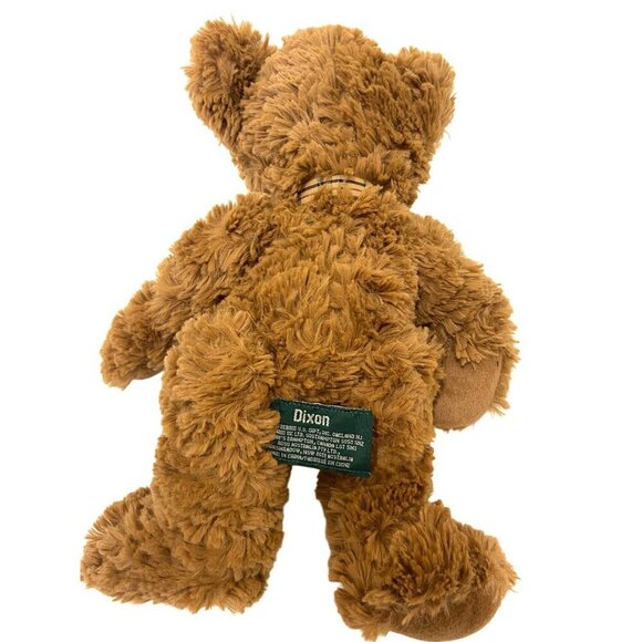 Vintage Dixon Teddy Bear Plush Stuffed Animal With Plaid Bow 17" - Picture 3 of 4